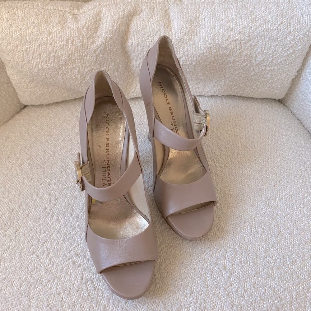Furla Nicole Brundage for Furla Mary Jane Shoes High‎ Heels Pink Nude Size 38